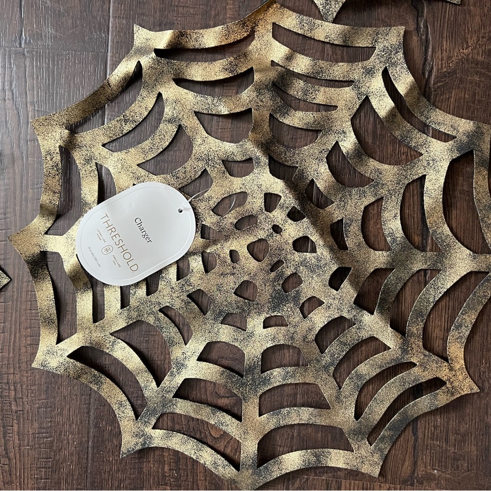 Threshold Halloween spiderweb chargers and napkins